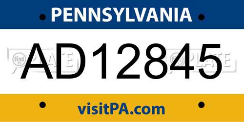 AD12845 Pennsylvania License Plate