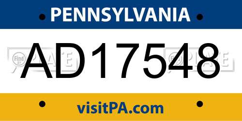 AD17548 Pennsylvania License Plate