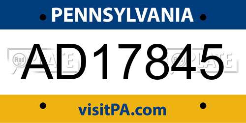 AD17845 Pennsylvania License Plate