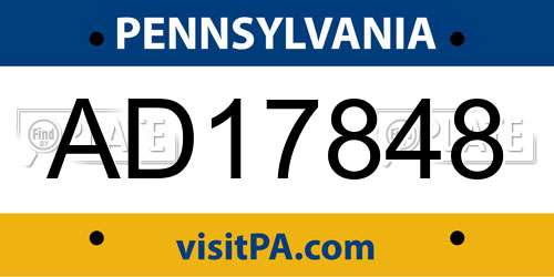 AD17848 Pennsylvania License Plate