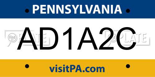AD1A2C Pennsylvania License Plate