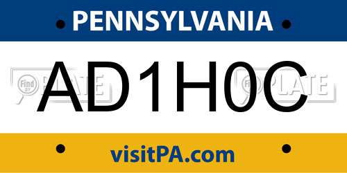 AD1H0C Pennsylvania License Plate