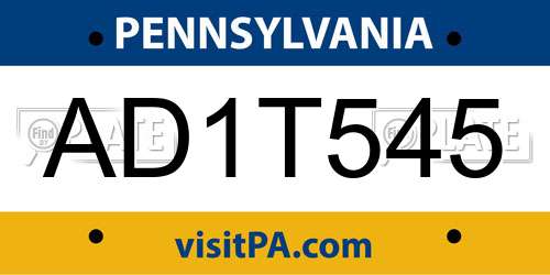 AD1T545 Pennsylvania License Plate