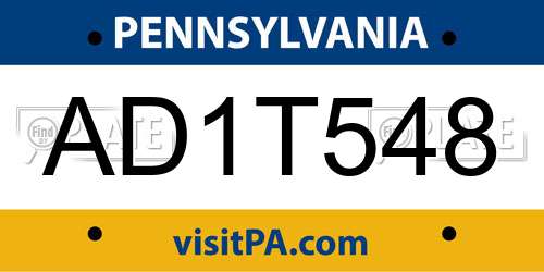 AD1T548 Pennsylvania License Plate