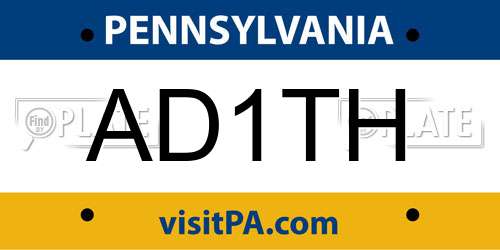 AD1TH Pennsylvania License Plate
