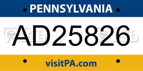 AD25826 Pennsylvania License Plate