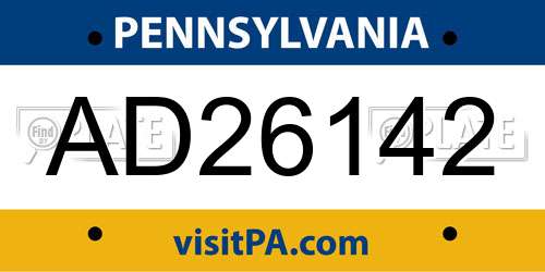 AD26142 Pennsylvania License Plate