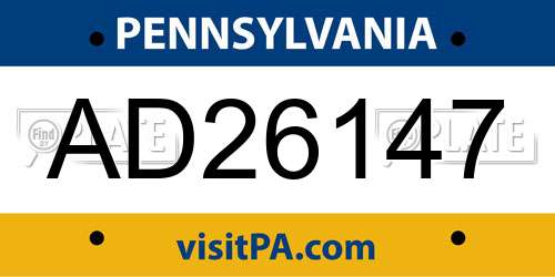 AD26147 Pennsylvania License Plate