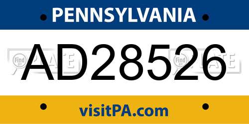 AD28526 Pennsylvania License Plate