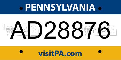 AD28876 Pennsylvania License Plate