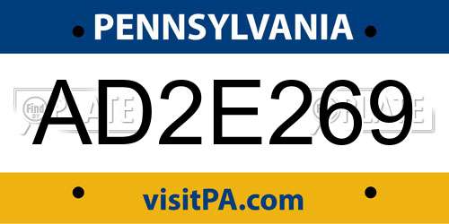 AD2E269 Pennsylvania License Plate