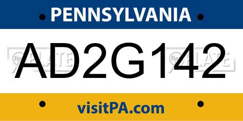 AD2G142 Pennsylvania License Plate
