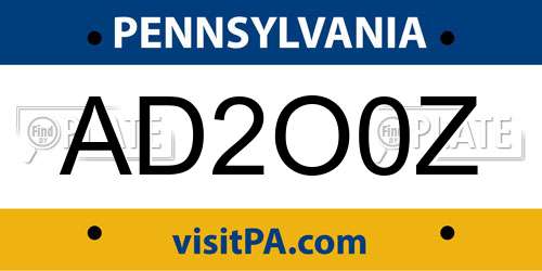 AD2O0Z Pennsylvania License Plate