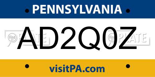 AD2Q0Z Pennsylvania License Plate
