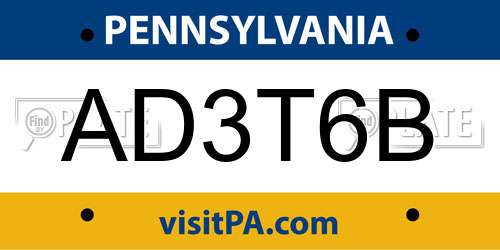 AD3T6B Pennsylvania License Plate