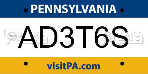 AD3T6S Pennsylvania License Plate