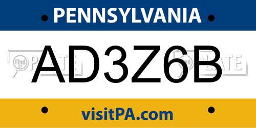 AD3Z6B Pennsylvania License Plate