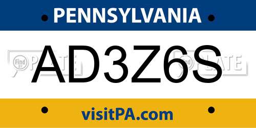 AD3Z6S Pennsylvania License Plate