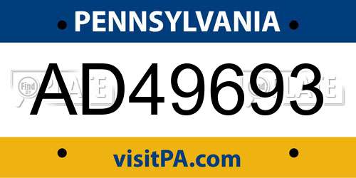 AD49693 Pennsylvania License Plate