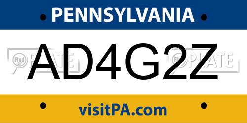 AD4G2Z Pennsylvania License Plate