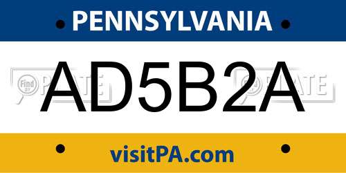 AD5B2A Pennsylvania License Plate
