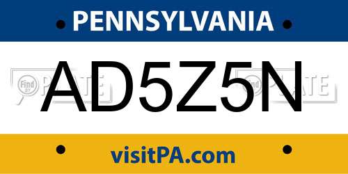 AD5Z5N Pennsylvania License Plate