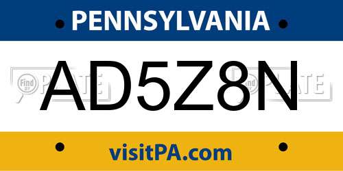 AD5Z8N Pennsylvania License Plate