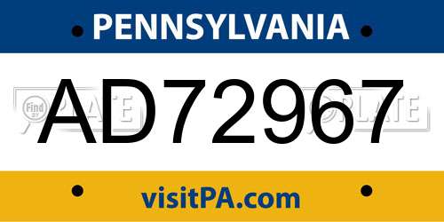 AD72967 Pennsylvania License Plate