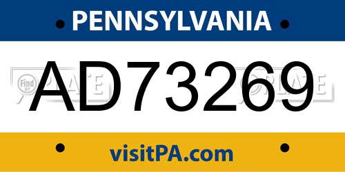 AD73269 Pennsylvania License Plate