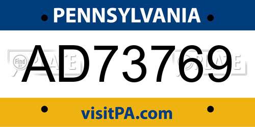 AD73769 Pennsylvania License Plate