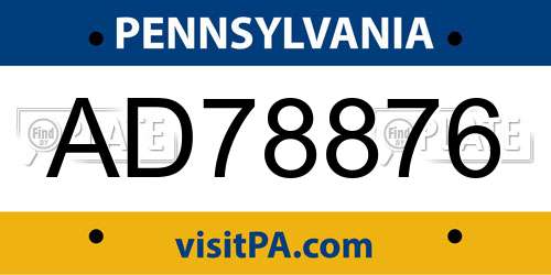 AD78876 Pennsylvania License Plate