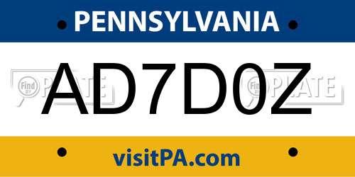 AD7D0Z Pennsylvania License Plate