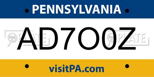 AD7O0Z Pennsylvania License Plate