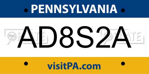 AD8S2A Pennsylvania License Plate