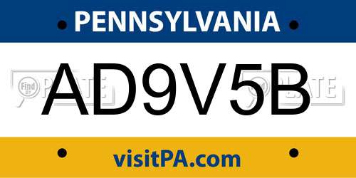 AD9V5B Pennsylvania License Plate