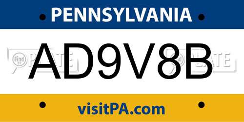 AD9V8B Pennsylvania License Plate