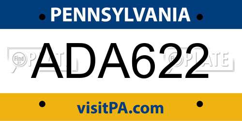 ADA622 Pennsylvania License Plate