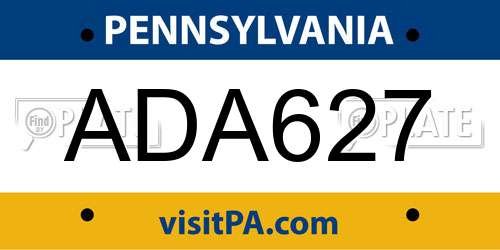 ADA627 Pennsylvania License Plate