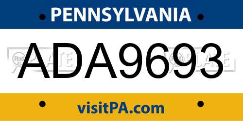 ADA9693 Pennsylvania License Plate