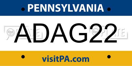 ADAG22 Pennsylvania License Plate
