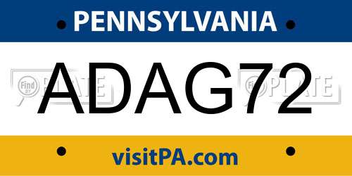 ADAG72 Pennsylvania License Plate