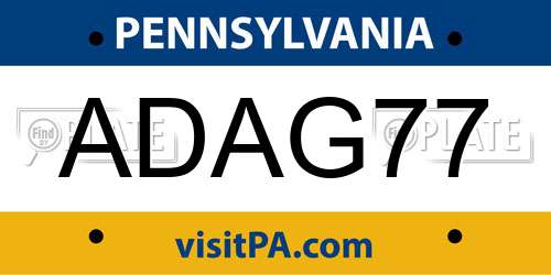 ADAG77 Pennsylvania License Plate