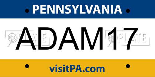 ADAM17 Pennsylvania License Plate