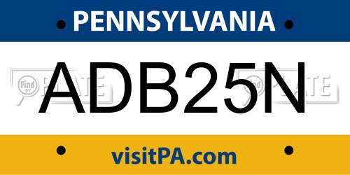 ADB25N Pennsylvania License Plate