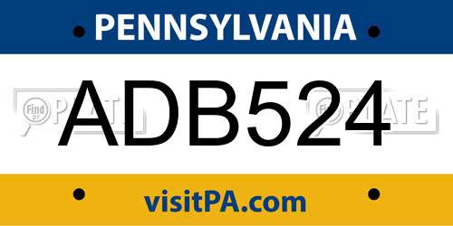 ADB524 Pennsylvania License Plate