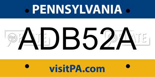 ADB52A Pennsylvania License Plate