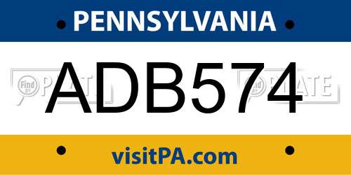 ADB574 Pennsylvania License Plate