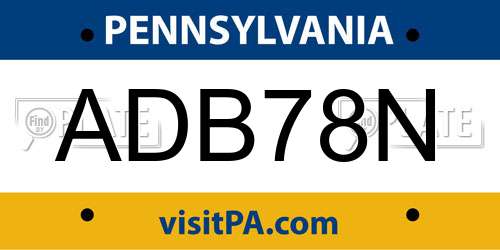 ADB78N Pennsylvania License Plate
