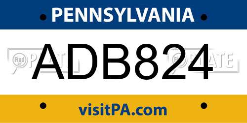 ADB824 Pennsylvania License Plate