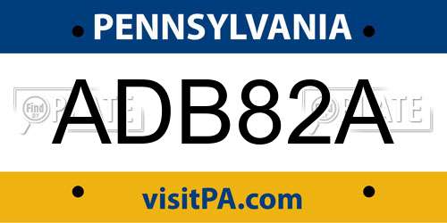 ADB82A Pennsylvania License Plate